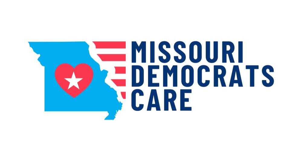 Map of Missouri with text: Missouri Democrats Care